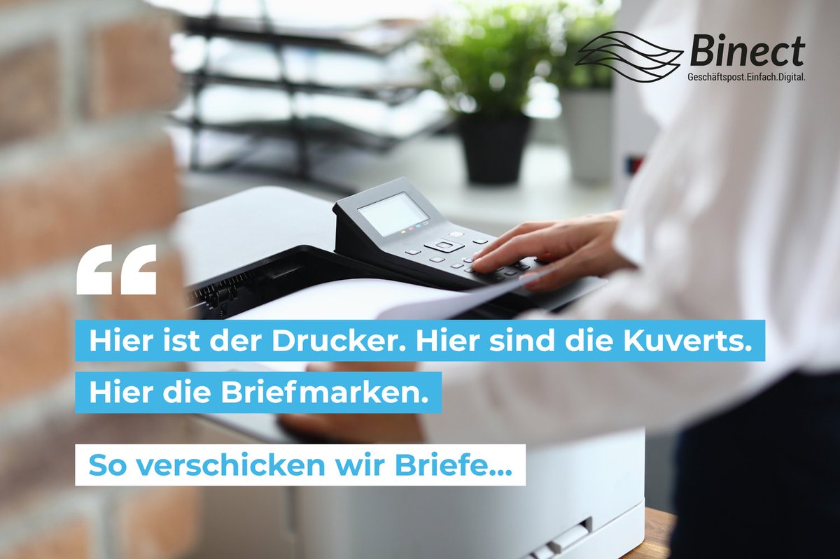 1 Stunde Einweisung für einen Prozess aus dem 20. Jahrhundert 😥.

E𝘀 𝗴𝗲𝗵𝘁 𝗮𝗻𝗱𝗲𝗿𝘀:

👉 binect.de/www.binect.de

#Binect #EinfachDigital #Automatisierung #Briefversand #PostversandDigital #HybridPost #PostOnline #Digitalisierung #BriefOnline #BriefDigital #PostDigital