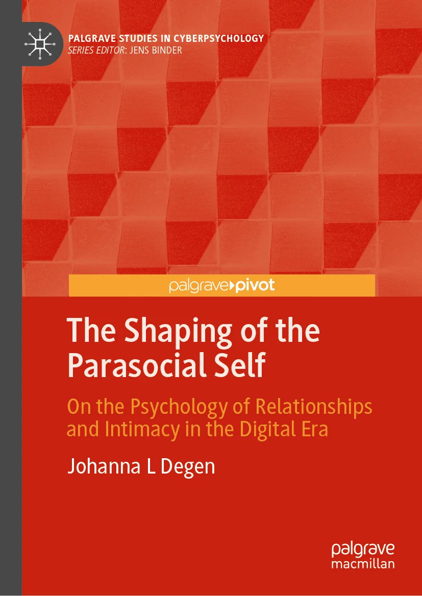 PalgravePsych's tweet image. Our new book The Shaping of the Parasocial Self by Johanna L Degen is out now! This book offers innovative psychological theorizing on the meaning of parasocial relationships, drawing on cutting-edge empirical insights and clinical observations shorturl.at/yZrJA