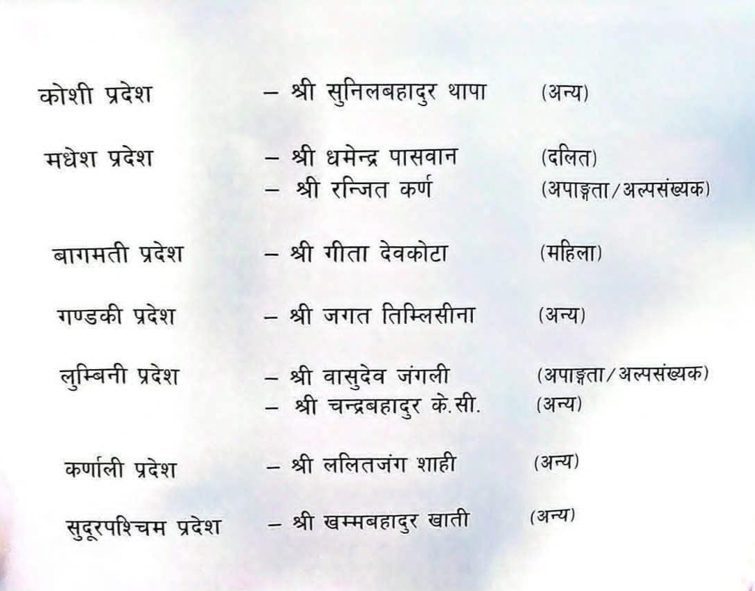 ncpp918's tweet image. हार्दिक बधाई र शुभकामना !
नेपाली कांग्रेसको तर्फबाट राष्ट्रिय सभा सदस्य उमेदवारहरु