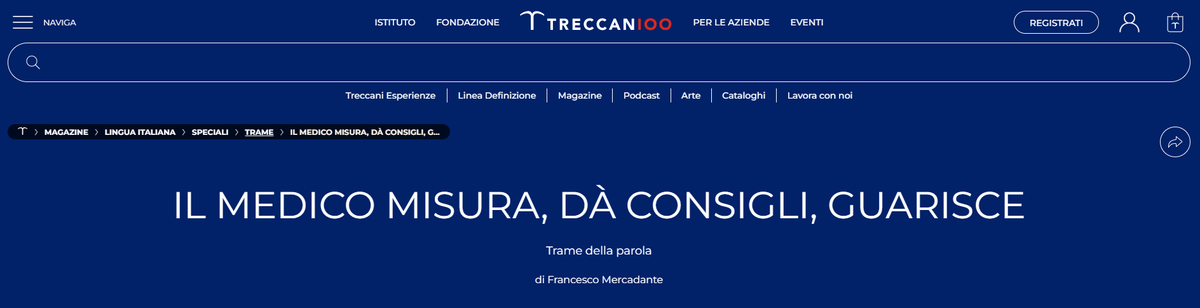 Catone suggeriva di curare una lussazione soffiando su canne spezzate e recitando una formula rituale. Da qui, un’indagine sulla storia linguistica di "medico": dalla radice *med- alla nostra idea di cura.
Su <a href="/Treccani/">Treccani</a>: treccani.it/magazine/lingu…