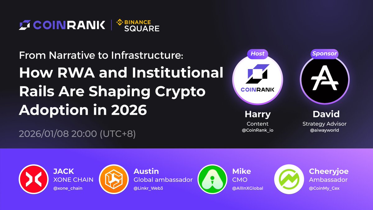 🔥 AMA: From Narrative to Infrastructure — How RWA and Institutional Rails  Shape Crypto Adoption in 2026 As we enter early 2026, narratives come and  go, but real crypto adoption is quietly