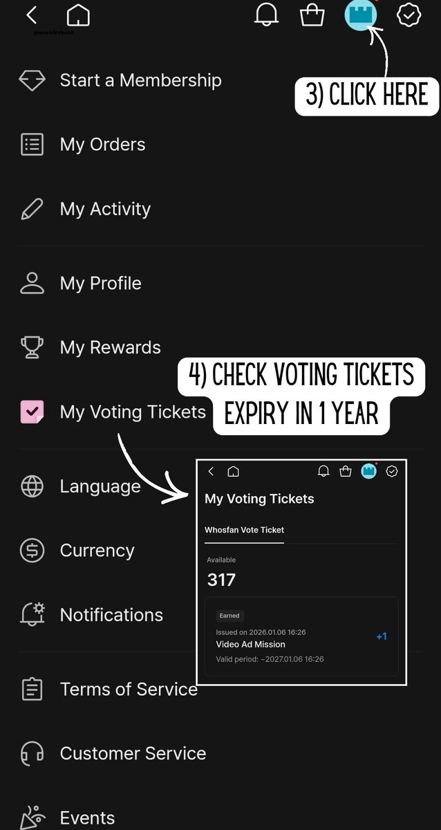 Marklee_base's tweet image. HANTEO MUSIC AWARDS 2025

Start collecting the voting tickets from the required apps ‼️
(Do not drop any votes as for now)

1. Whosfan 
• Unlimited ads
• 1 ads = 1 voting ticket 
( whosfan.com/contents/6943a… )
