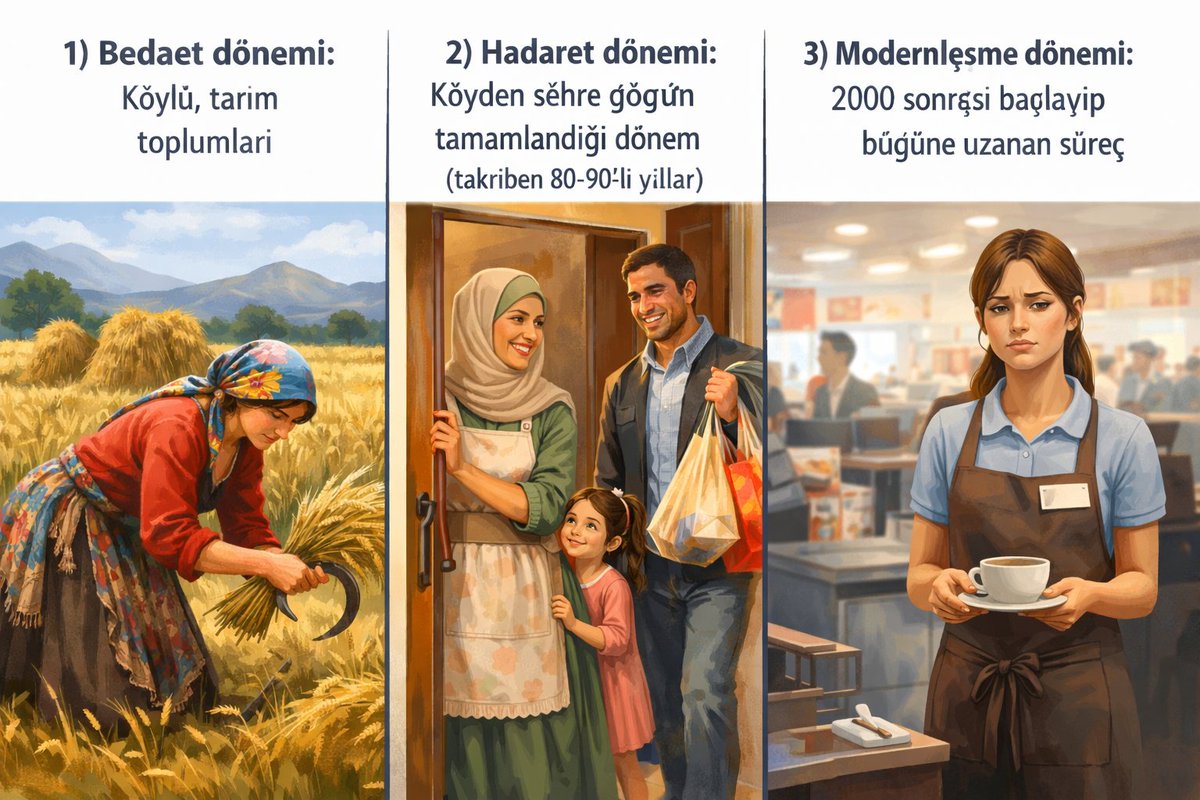 Kadın–erkek meseleleri ele alınırken çok kritik bir hata yapılıyor. Süreç çoğu zaman “eski” ve “yeni” dönem şeklinde iki kısımda mütalaa ediliyor. Oysa arada son derece önemli, atlanmaması gereken bir orta dönem daha vardır. Ama ne yazık ki bu, bilerek ya da bilmeyerek gözden