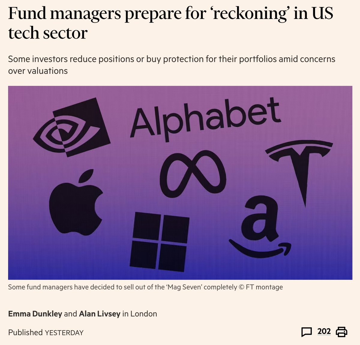 Asset Managers are preparing for a sharp sell-off in Tech Stocks and believe that current valuations are "insane" 🚨🚨 Oh Boy!!! 😱