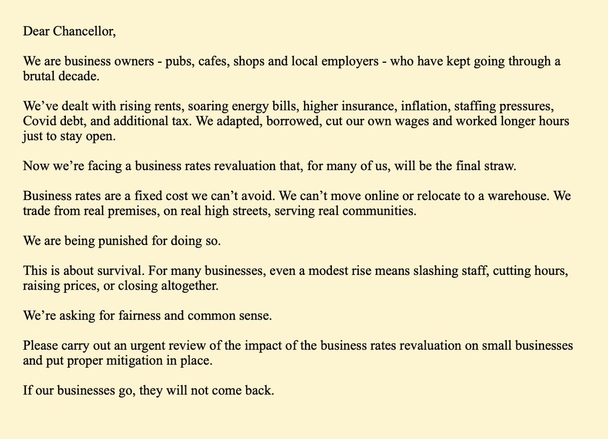 An incredible 2,500 business owners have now signed our open letter to Reeves, urging her to change course on business rates.

SO many industries represented, from right across the country.

Business owners - if you agree, please sign and share.

rupertlowe.co.uk/business-rates…