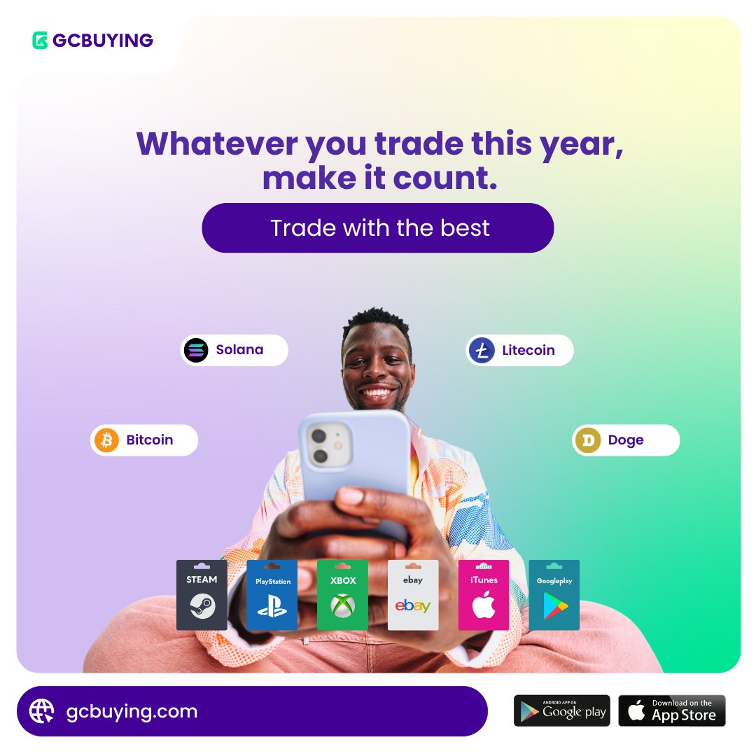 GcBuying's tweet image. Hustle smart this year.

Trade your gift cards and crypto stress-free with the best 💸✨

At the best rates. Fast payouts. Zero stories. 

#HustleSmart #TradeSmart #GCBuying #CryptoToNaira #GiftCardTrading Olu of Warri Jagun Jagun Finidi Oba of Benin