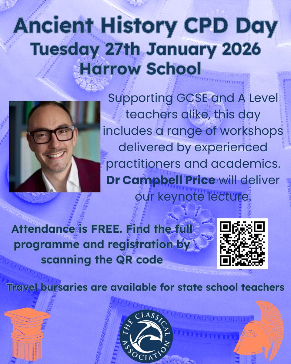 Classical_Assoc's tweet image. There is still time to sign up for our Ancient History CPD day at Harrow School on Tuesday 27 January!