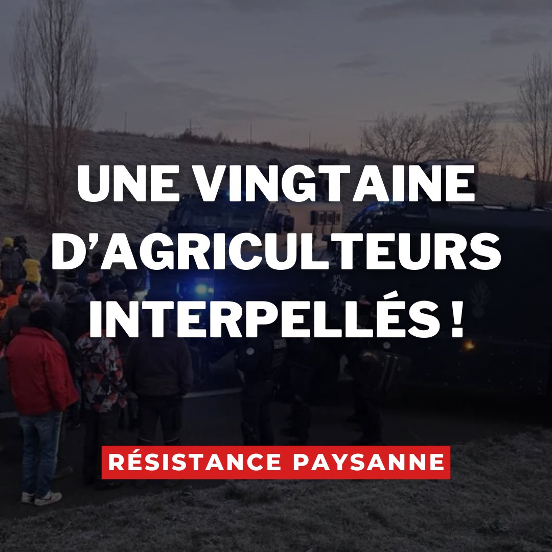 ResistPaysans's tweet image. 🚨🚜 DES GARDES À VUE PARTOUT EN FRANCE !

Selon différents médias nationaux, des agriculteurs mobilisés près de Toulouse mais aussi dans les Yvelines en direction de Paris, ont été interpellés ce matin par les forces de l’ordre.

L’heure est grave !