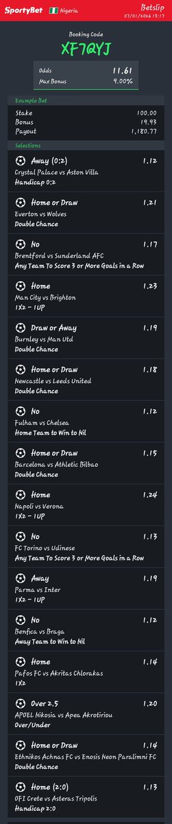 XF7QYJ
11 odds
Green year sportybet.com/ng/?shareCode=…