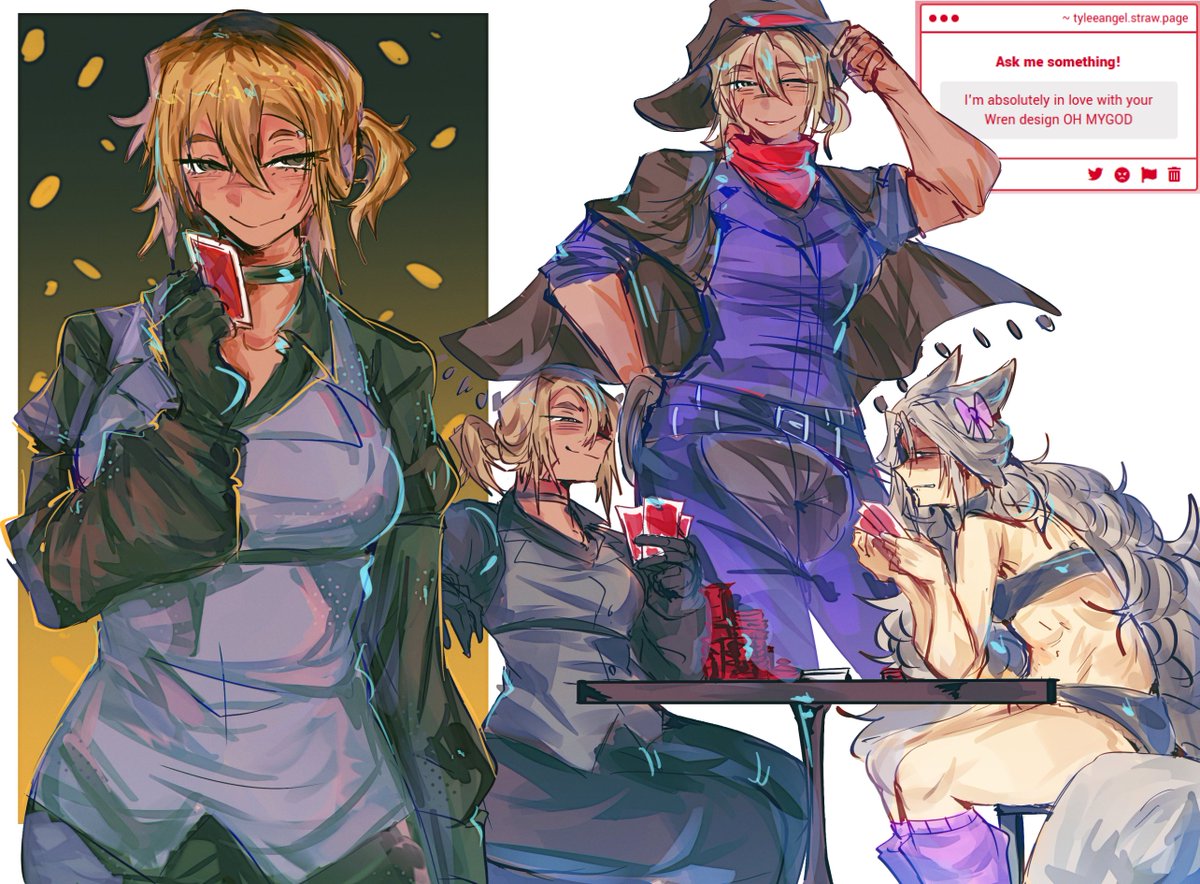 "I'm absolutely in love with your Wren design OH MYGOD" I also doooooo so special Wren art page! plus puppy loosing really badly