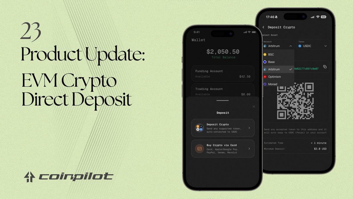 EVM Crypto Deposits via @RelayProtocol You can now deposit crypto from  supported EVM networks. Assets are automatically processed and credited as  USDC in your Trading Account. Today is a good day to