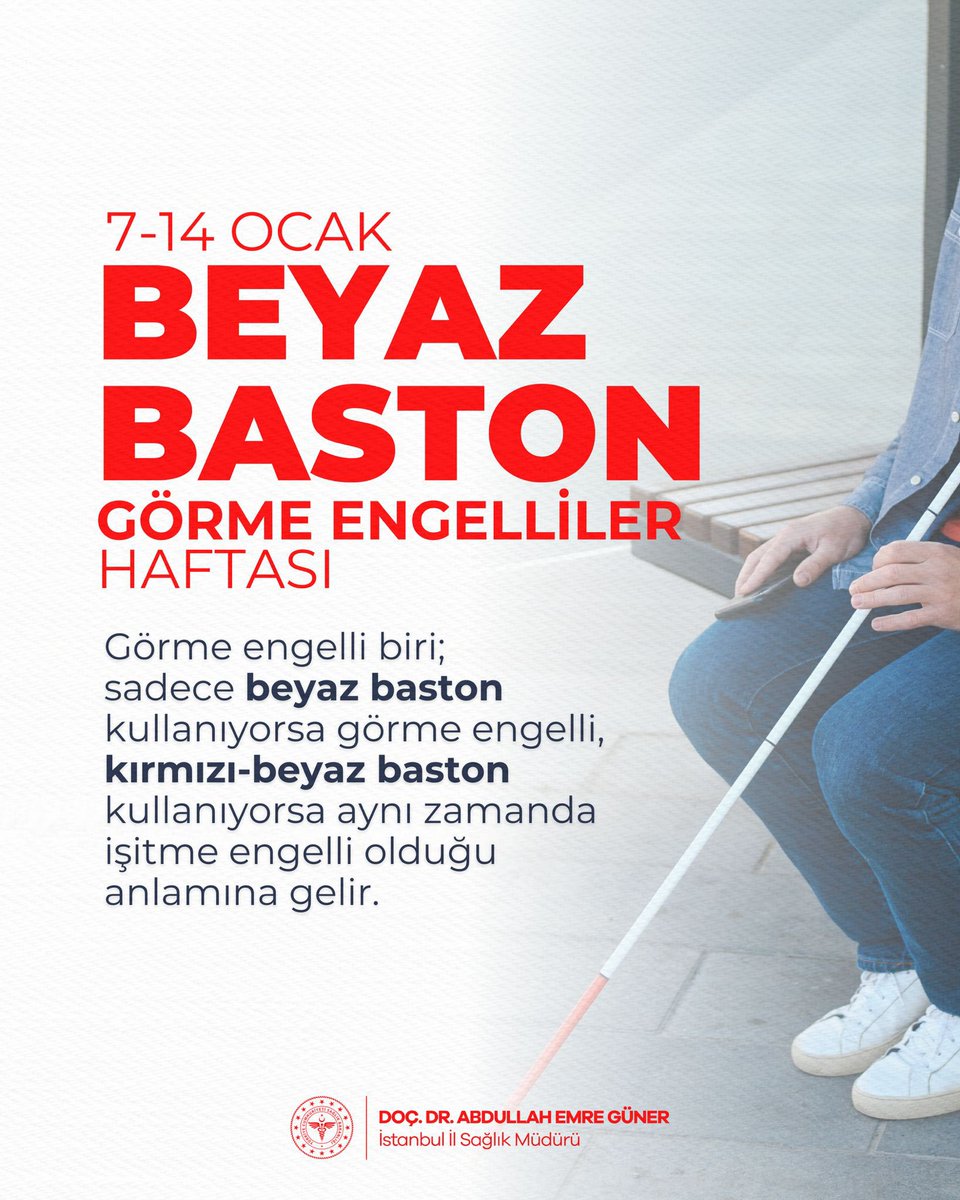 📌Beyaz Baston Görme Engelliler Haftası

Görme engelli bir vatandaşımızın yardıma ihtiyaç duyduğunu düşündüğünüzde;

• Uzak mesafeden ve yüksek sesle konuşmayın.
• Yanına yaklaşarak nazikçe yardım isteyip istemediğini sorun.
• İzin almadan temas etmeyin, koluna ya da bastonuna