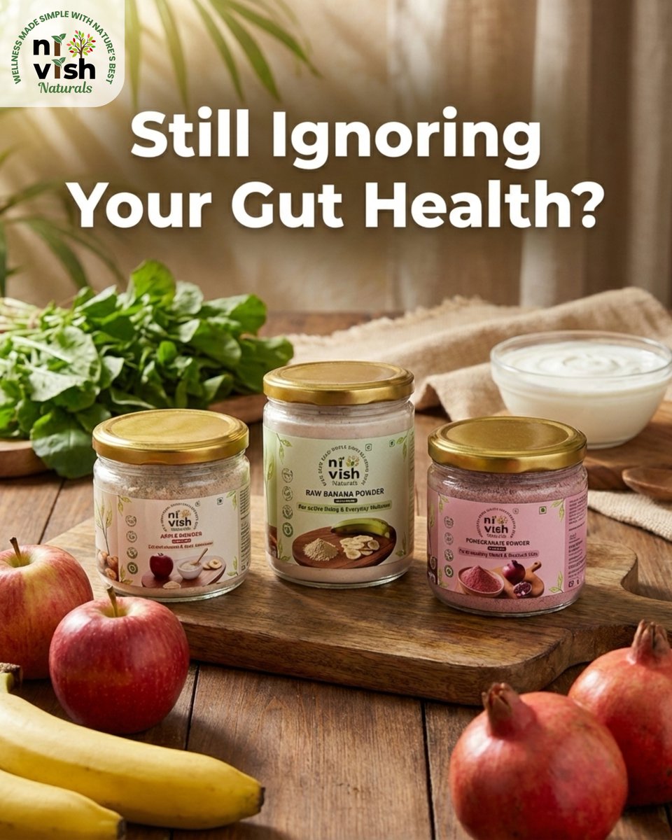 NivishNaturals's tweet image. 2026 sustainable glow-up! No chopping/peeling—Nivish trio makes wellness simple: Raw Banana (gut), Pomegranate (immunity), Apple (nutrition). Small habits = longevity! Shop Everyday Wellness🌿
#NivishNaturals #ApplePowder #RawBananaPowder #PomegranatePowder #hello2026