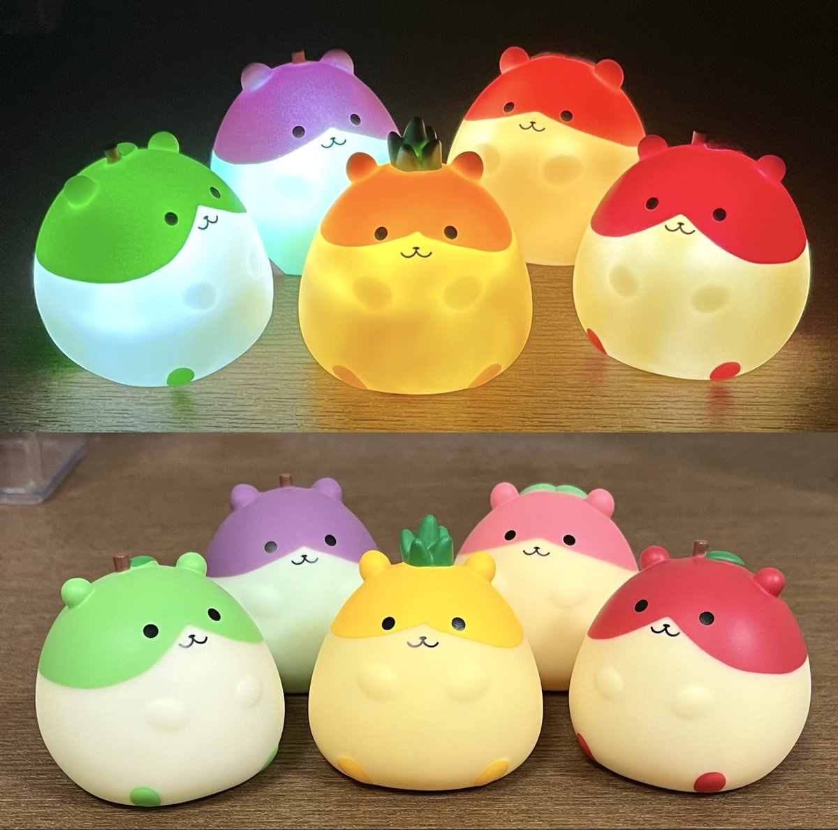 warurugi's tweet image. 【🍍お知らせ🍍】
「わるるぎ ほわっと光る！フルーツハムスター」が1月中旬に発売予定です！！

高さ約5センチ、まるっと存在感があって可愛いです！しかも光ります！！
ぜひゲットしていただけると嬉しいです(*´∀｀*)✨