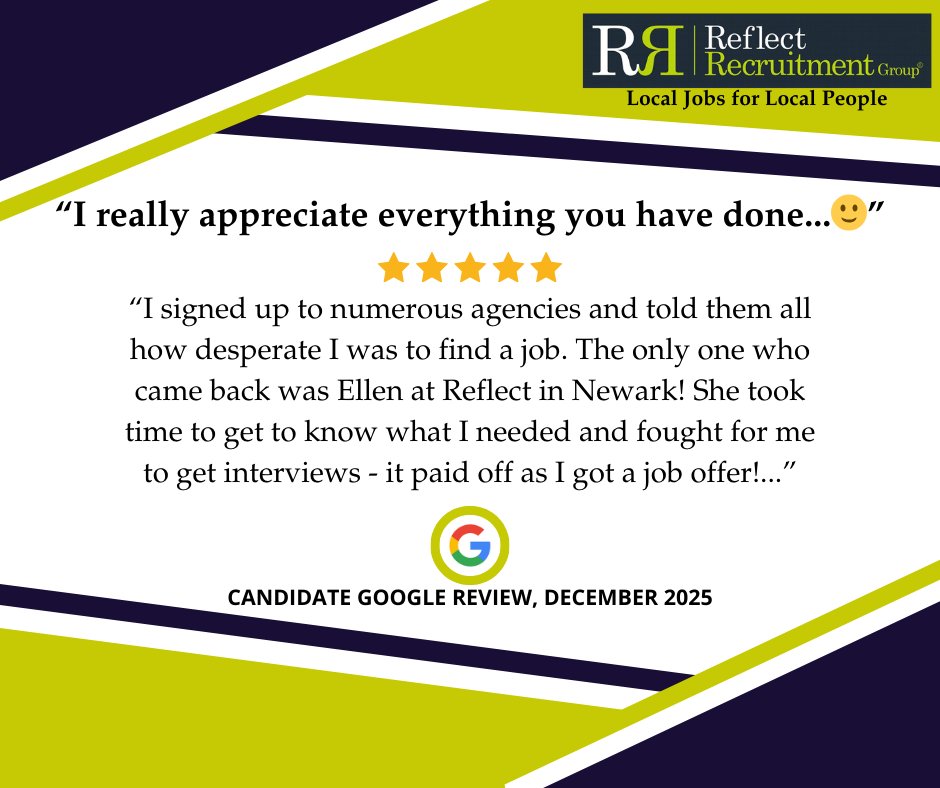 It was a lovely surprise to see these wonderful comments from a candidate that Ellen of our Newark office recently helped into a new role - well done Ellen! 🤩