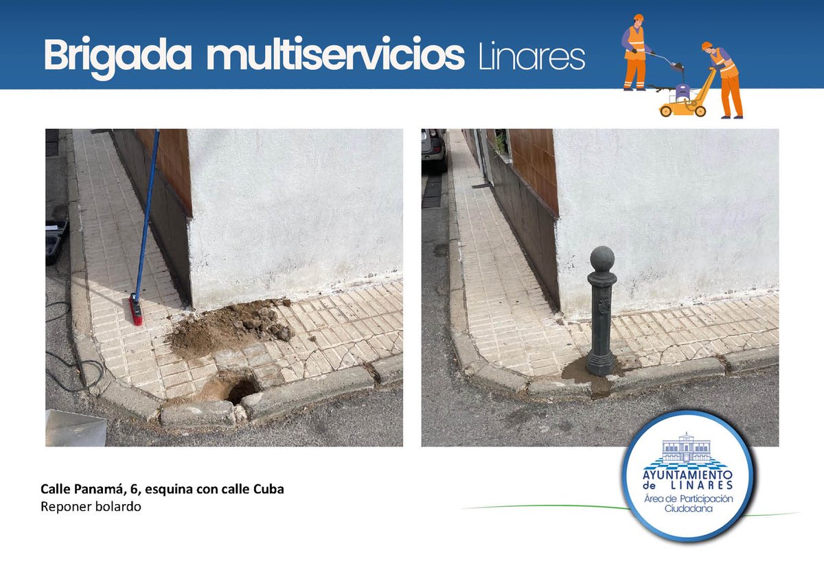 ⚪️ ARREGLOS EN CALLES
Las calles Gonzalo de Berceo, Pío Baroja, Valle Inclán, Panamá, Áurea Galindo, Avenida de Andalucía, Gardenia y Bomberos fueron objeto, recientemente, de diferentes trabajos de reparación y mejora por la Brigada Multiservicios.

+INFO
facebook.com/share/p/1CPC9g…