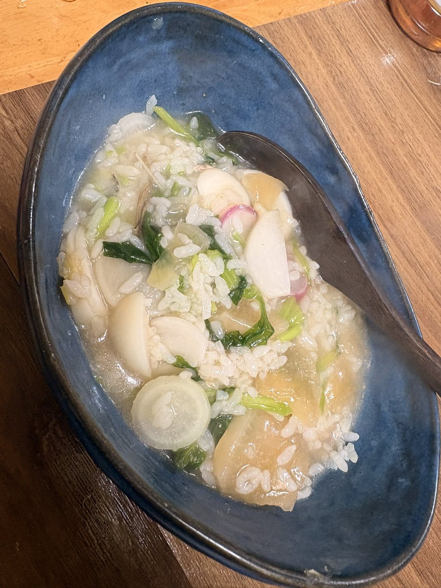 七草粥 米少なかったか野菜スープになった