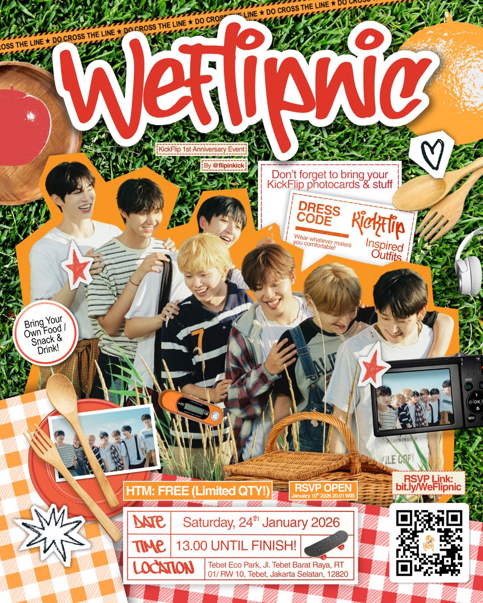 flipinkick's tweet image. KickFlip 1st Anniversary Event in Jakarta 

𝐖𝐄𝐅𝐋𝐈𝐏𝐍𝐈𝐂 🍃🛹

🗓️ Sat, Jan 24th, 2026 
🕐 13.00-till finish 
📍 Tebet Eco Park 

𝐅𝐑𝐄𝐄 𝐇𝐓𝐌 &amp;amp; 𝐋𝐈𝐌𝐈𝐓𝐄𝐃 𝐐𝐓𝐘

RSVP OPEN
🗓️ Sat, 10th Jan, 2026
🕐 20.01 WIB
🔗 bit.ly/WeFlipnic

#KickFlip #킥플립