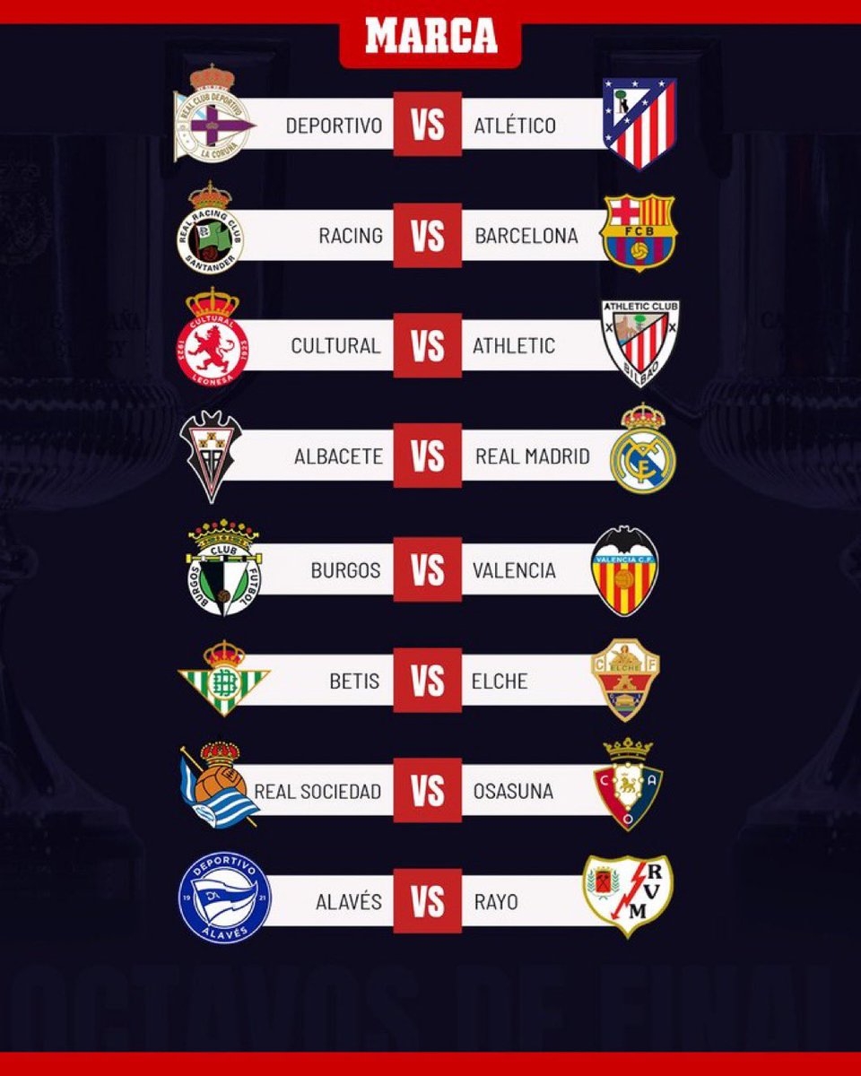 🚨🚨🚨⚠️ عــاجــل ورســمــيًــا ⚠️🚨🚨🚨

🏆 قـرعـة دور الـ16 في بطولة كـأس ملك إسبانيا 🏆