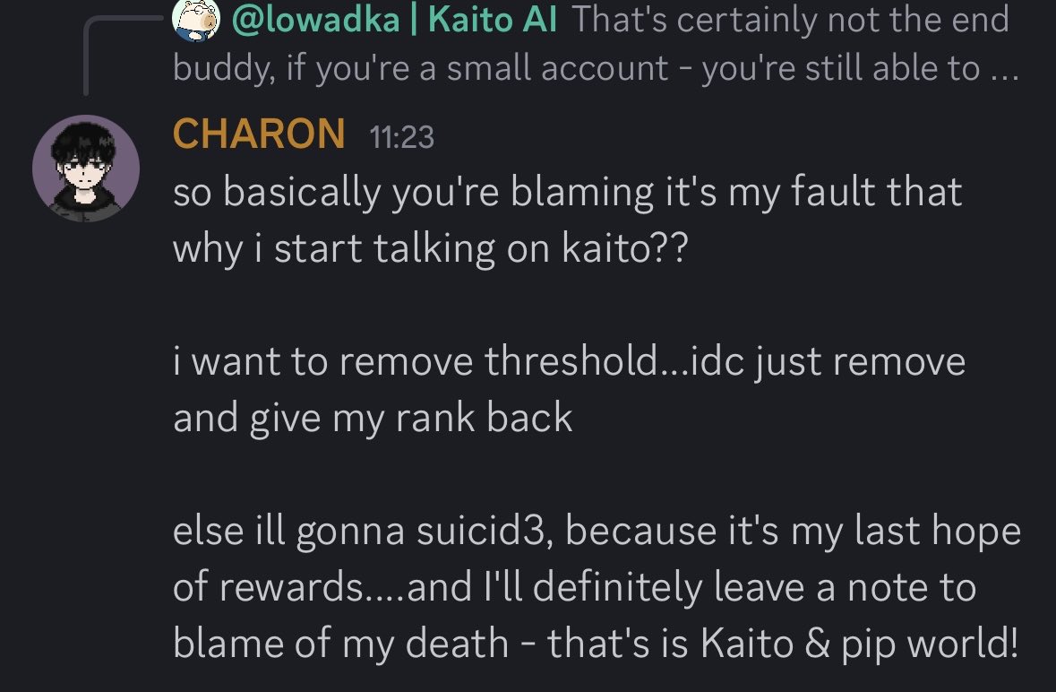 Seeing some serious chats on the discord of Kaito, people are really  unhappy with the latest kaito changes. I just have to make two points here:  1. As a creator if you