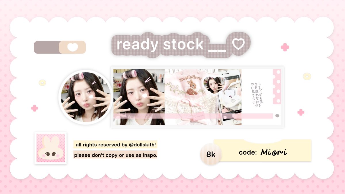 dollskith's tweet image. ⠀
യ˚₊ 🌸 ⊹ help retweet? tysm! ˚. ❤︎

パン屋ー👩🏻‍🍳🥨 ‘mLo gucY . . 𓊆✧ ruth bawain ready stOck layout rei ive ⑅ 𓄹𓈒 🍰🎀 ˚. ꕤ with price ꒰ IDR. 8.000 ꒱ ៶៲៸  kindly check ALT for moRe! 𓈄 ˚₊ パン 🍮🪽↷ ✿ ｡ 

ʚ #zonauang ɞ
⠀