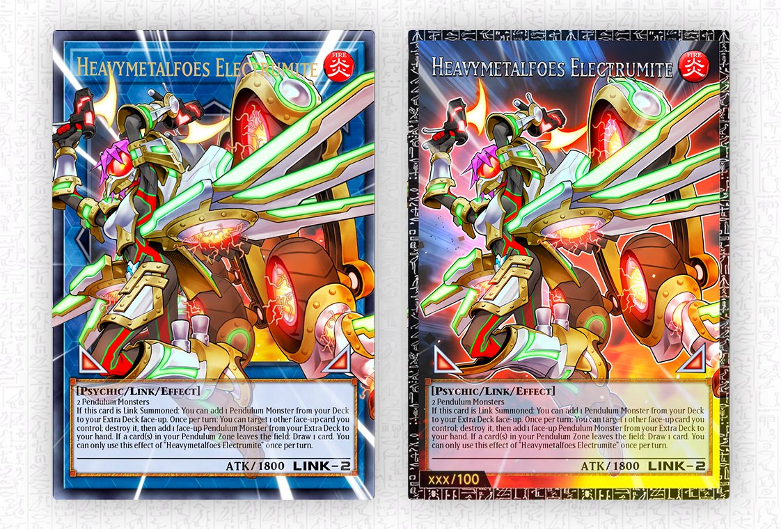 galzoTCG's tweet image. Heavymetalfoes Electrumite Overframe &amp;amp; Grand Master Rare mock 
#YuGiOh #遊戯王 #TCG #MasterDuel