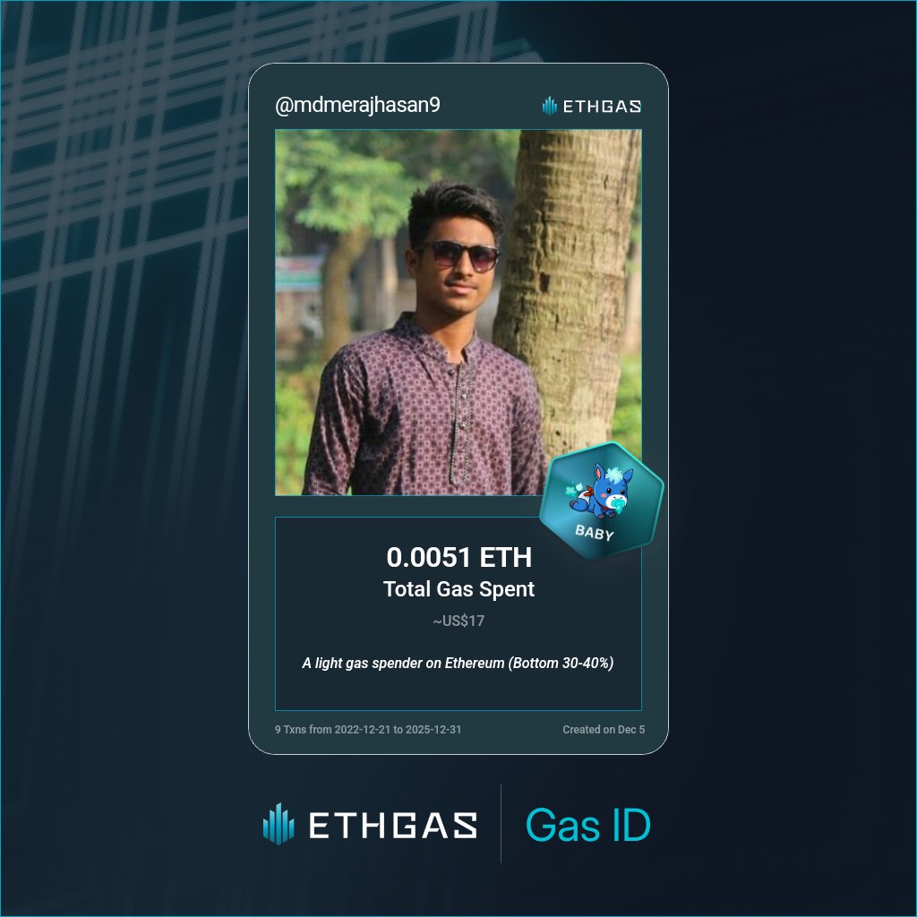 Just unlocked my Gas ID via ETHGas 🪪

I'm a Baby Jack with 0.0051 ETH spent on gas since Beacon Chain - now fueling my climb to the Gasless Future and earned 1 Beans already. 

Reveal yours at ethgas.com/community/gas-…
