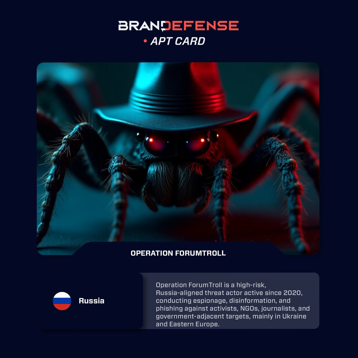 🕷️Operation ForumTroll shows how human trust becomes an attack vector.

Russia-aligned. Active since 2020.
Focused on influence, phishing, and social infiltration. 🕸️

📖 Read the analysis:
eu1.hubs.ly/H0qK6sZ0

#CyberThreats #Disinformation #APT