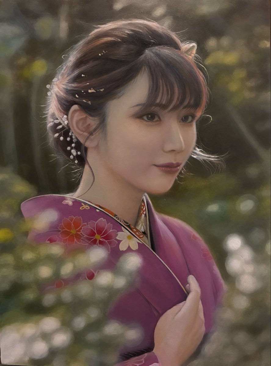 お顔と細部を調整しました😋 1/24〜26「冬の獺祭(かわうそ画廊)」に2点