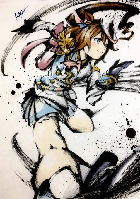 午年なので… #ウマ娘 墨絵「トウカイテイオー」 #墨絵