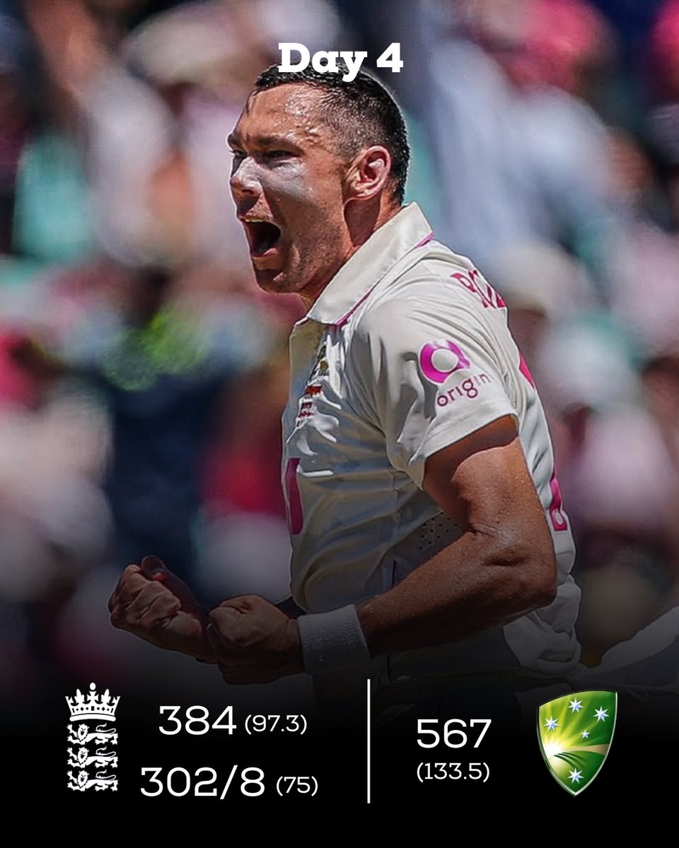 sportingvibe_'s tweet photo. A day of collapse and courage
Day 4 Stumps...
England 2nd Innings - 302/8, Jacob Bethell 142*(232)
Australia - 567, Beau Webster 3/51
#AUSvENG #TestCricket #Benstokes #Root #JacobBethell #BeauWebster #ashes25 https://t.co/YI5OipFlpF