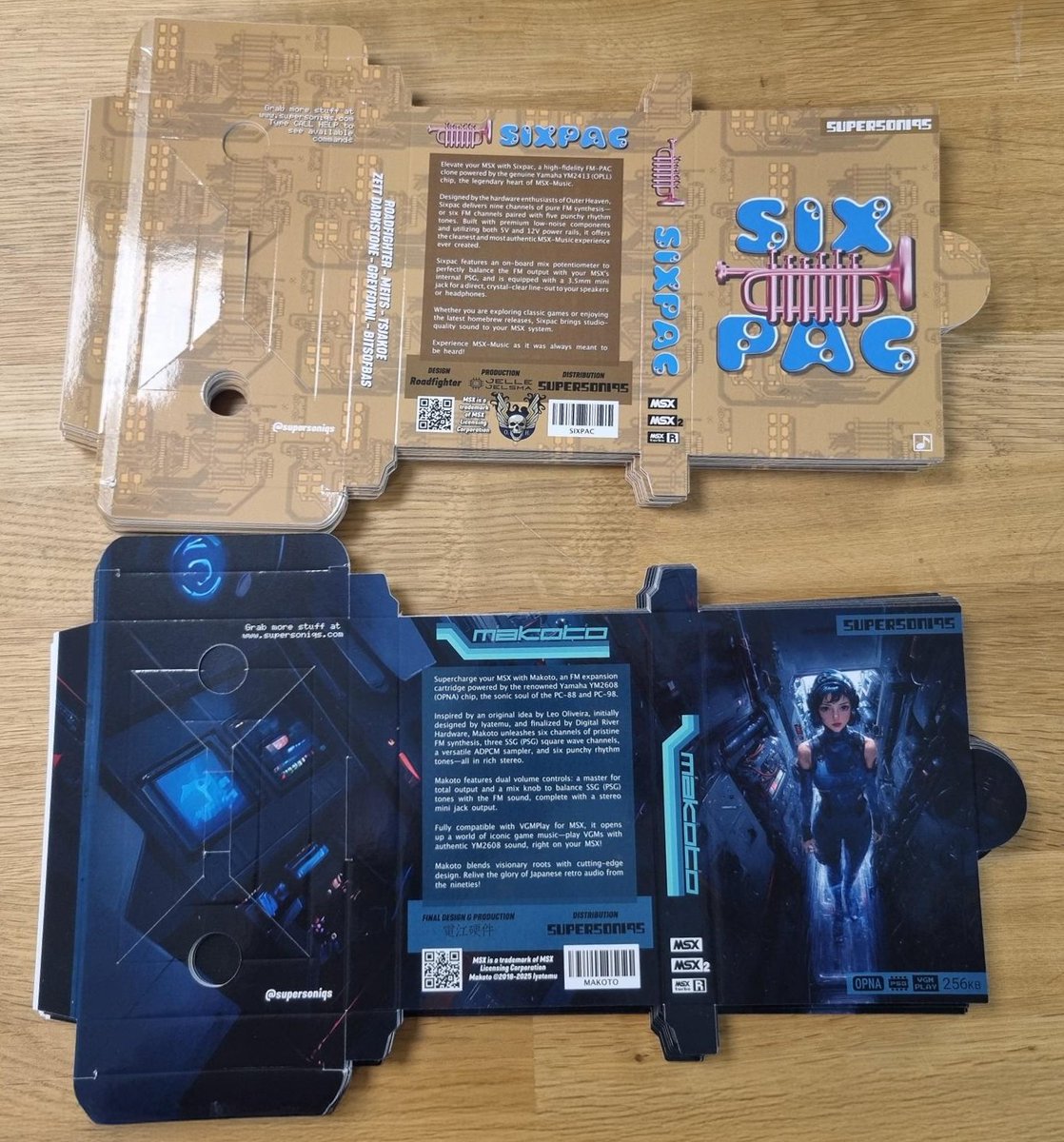 Boxes for new batches of Sixpac (and Makoto backorders) have been printed! #msx