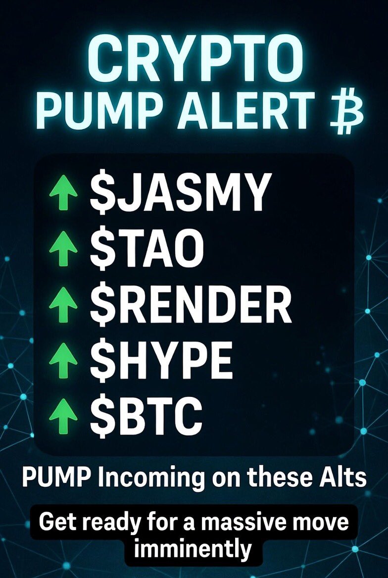 🚨 #Crypto Pump Alert! These gems are surging TODAY 🚀 #JASMY +28% 📈 AI  data play exploding! #TAO +8.6% 🤖 Bittensor AI narrative heating up!  #RENDER +6.9% 🎨 GPU demand booming! #HYPE +