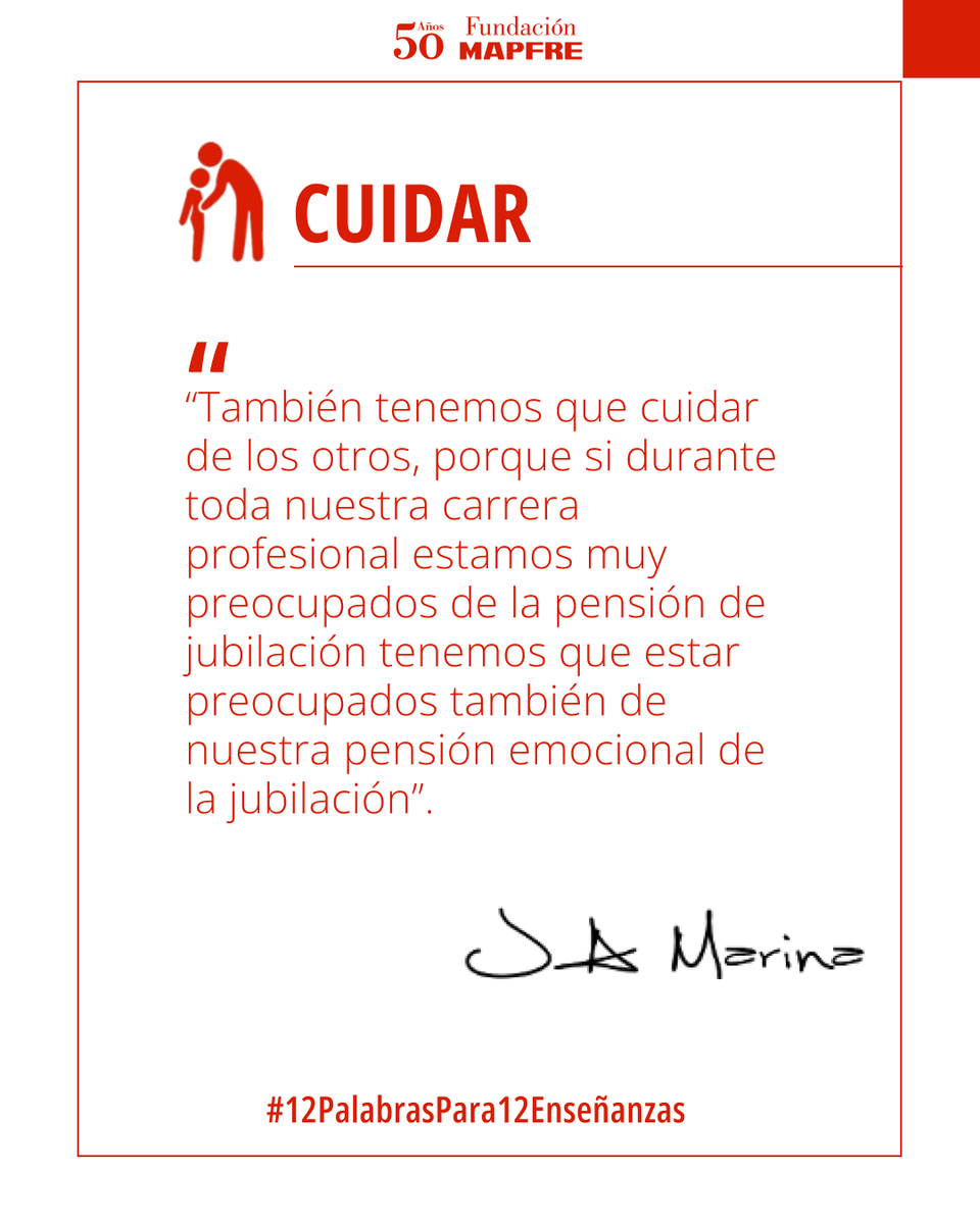 fmapfre's tweet image. 💡 “Así como pensamos en la pensión de jubilación, deberíamos pensar en la pensión emocional”.
José Antonio Marina sobre el cuidado emocional en la vejez #Ageingnomics #12PalabrasPara12Enseñanzas