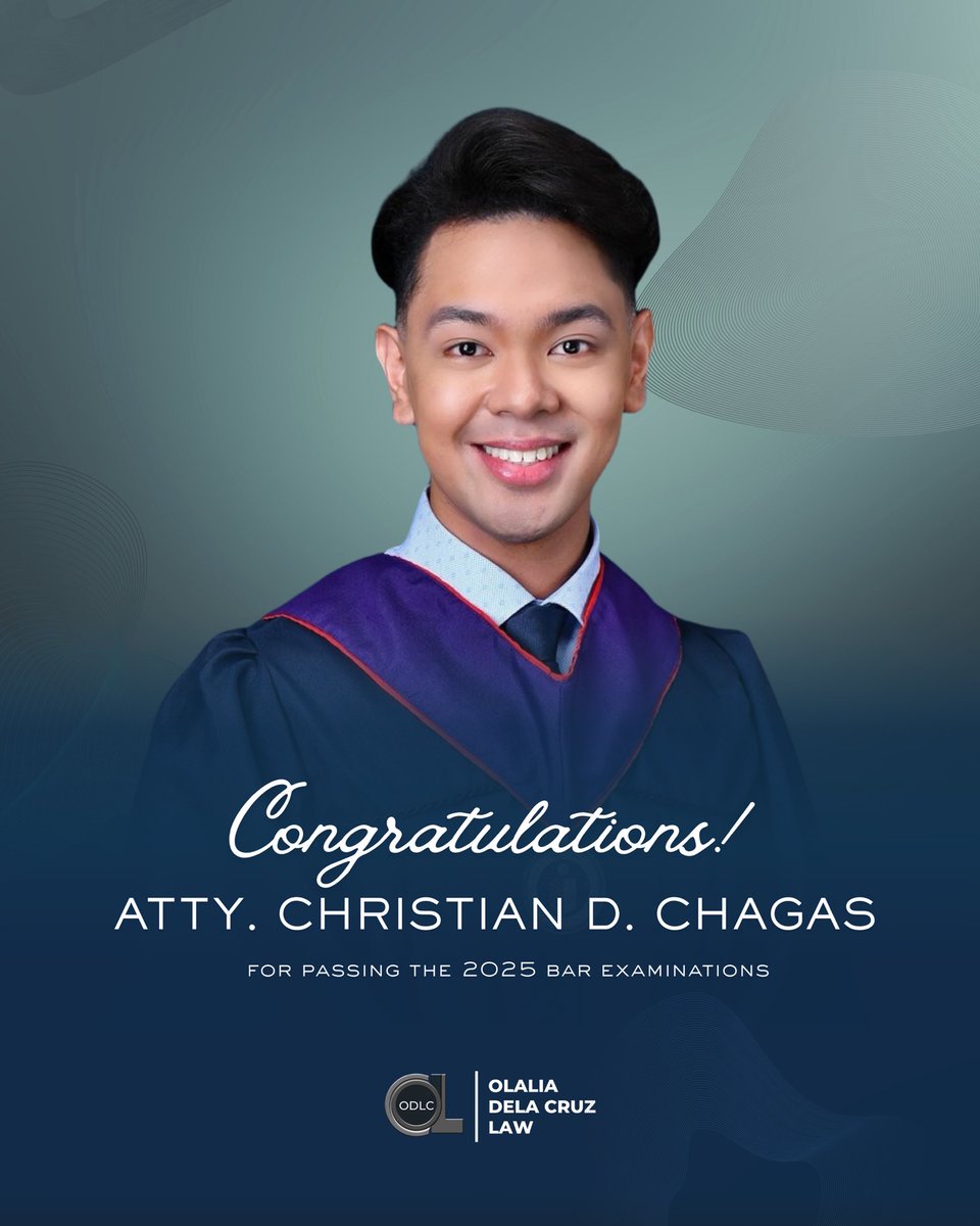 odlclaw's tweet photo. Congratulations to our junior associate, Christian D. Chagas, for successfully passing the 2025 Bar Examinations.

Well done, and congratulations on this well-deserved milestone! 🎉⚖️ #bar2025 https://t.co/oSDI1plQGk