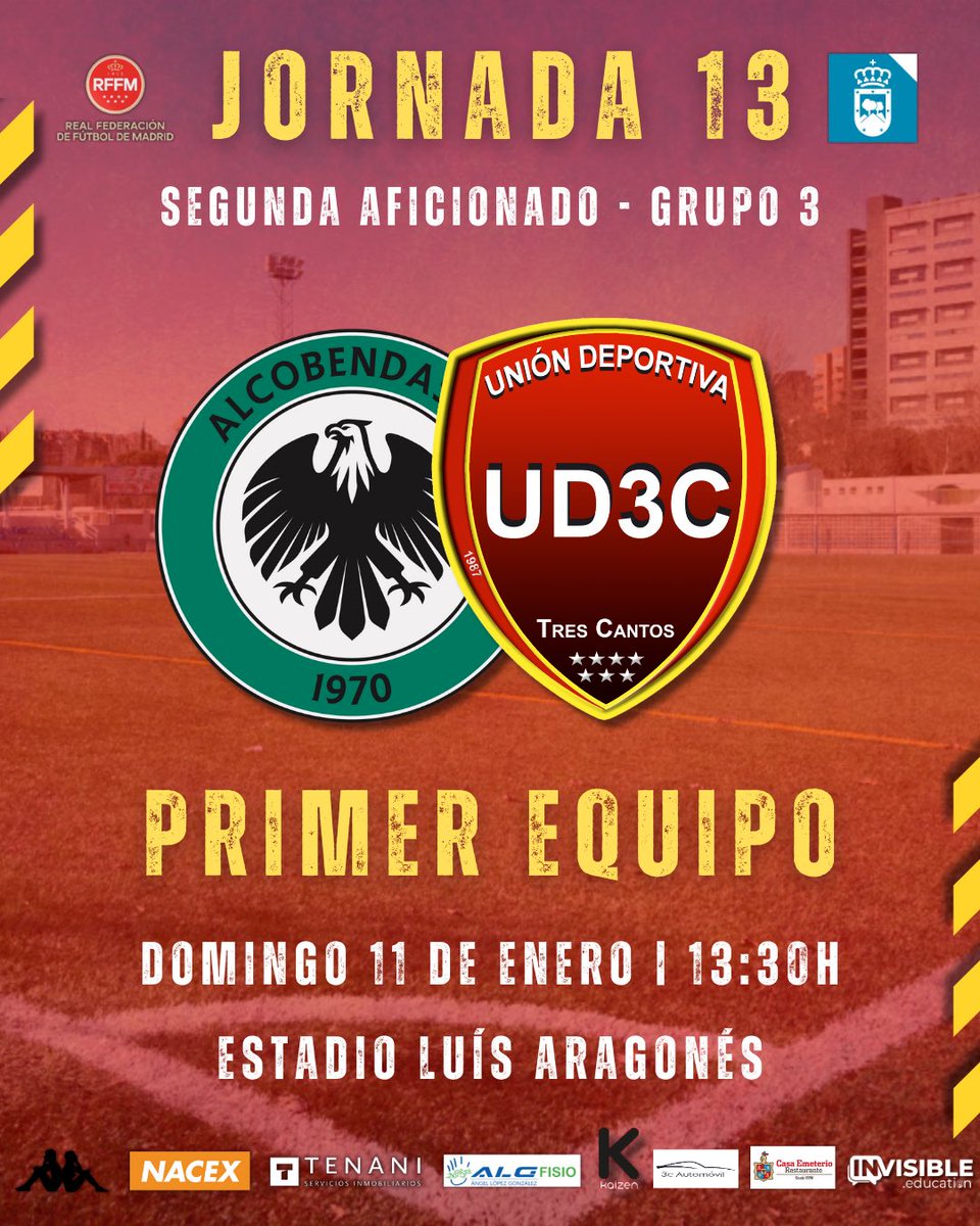 𝐉𝐎𝐑𝐍𝐀𝐃𝐀 𝟏𝟑 | 𝐏𝐑𝐈𝐌𝐄𝐑 𝐄𝐐𝐔𝐈𝐏𝐎

Nuestro 𝗣𝗥𝗜𝗠𝗘𝗥 𝗘𝗤𝗨𝗜𝗣𝗢 visitará Alcobendas en esta 𝗝𝗢𝗥𝗡𝗔𝗗𝗔 𝟭𝟯 🚌

🆚 <a href="/ADAlcobendas/">Alcobendas CF</a> 
🏟️ 𝗘𝘀𝘁𝗮𝗱𝗶𝗼 𝗟𝘂𝗶𝘀 𝗔𝗿𝗮𝗴𝗼𝗻𝗲𝘀 (𝗔𝗹𝗰𝗼𝗯𝗲𝗻𝗱𝗮𝘀) 
🕕 𝟭𝟯:𝟯𝟬𝗵