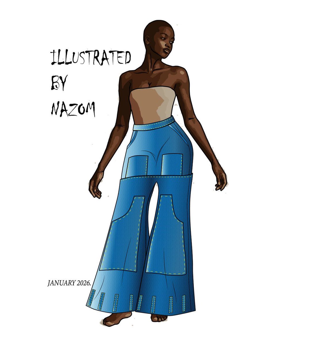 First of many illustrations &amp;designs for the year. Introducing ‘70s Denim’ ✨❤️. Really love how this came out. Description in following posts, for now just enjoy the view🙂.