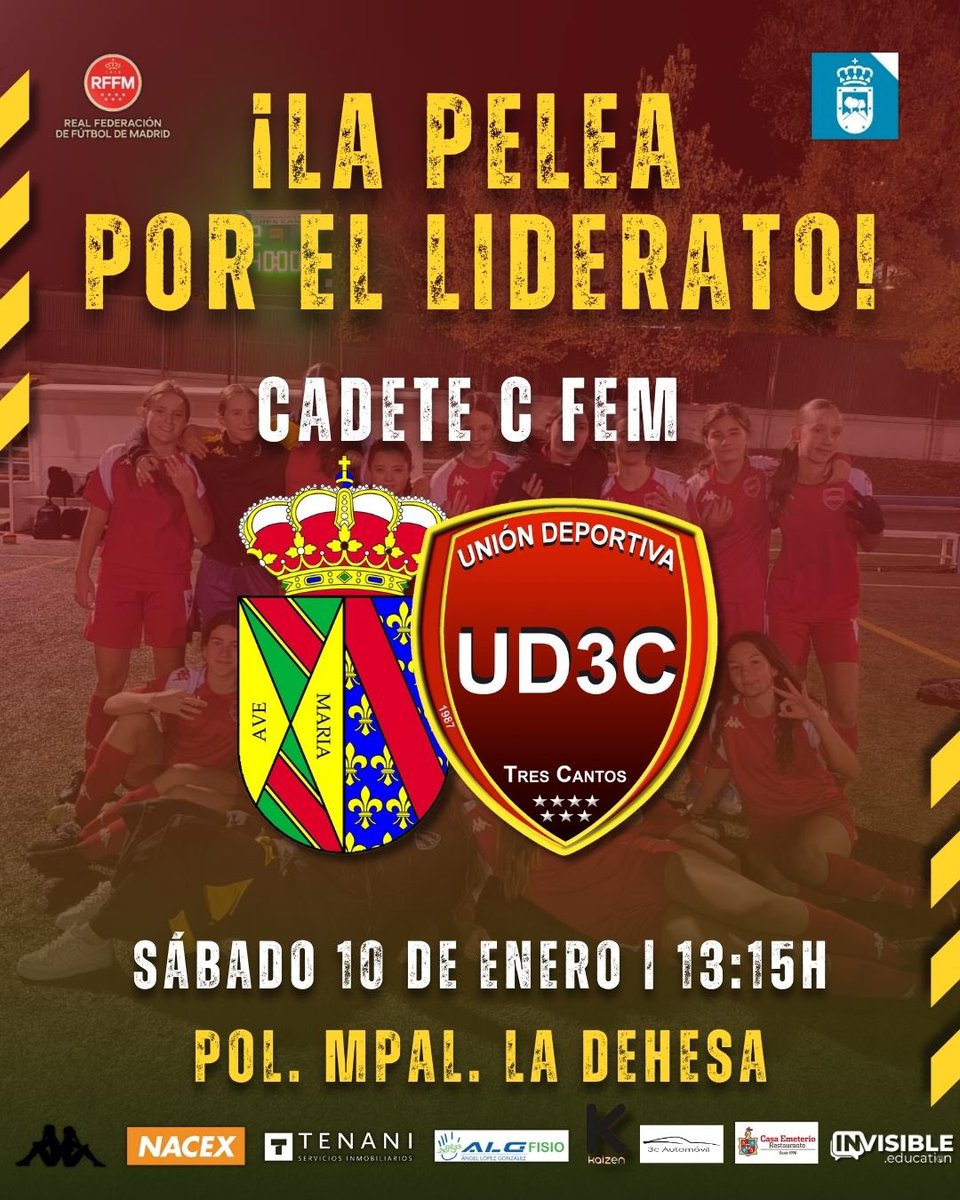 Nuestro 𝗖𝗔𝗗𝗘𝗧𝗘 𝗖 𝗙𝗘𝗠 visitará Cobeña para enfrentarse al 𝗖𝗢𝗟𝗜𝗗𝗘𝗥 de la competición para seguir soñando con el 𝗟𝗜𝗗𝗘𝗥𝗔𝗧𝗢 🚌

🆚 <a href="/EMFCDCobena/">𝐄𝐌𝐅 𝐂.𝐃.𝐂𝐎𝐁𝐄Ñ𝐀</a> 
🏟️ 𝗣𝗼𝗹. 𝗠𝗽𝗮𝗹. 𝗟𝗮 𝗗𝗲𝗵𝗲𝘀𝗮 (𝗖𝗼𝗯𝗲ñ𝗮)
🕕 𝟭𝟯:𝟭𝟱𝗵
