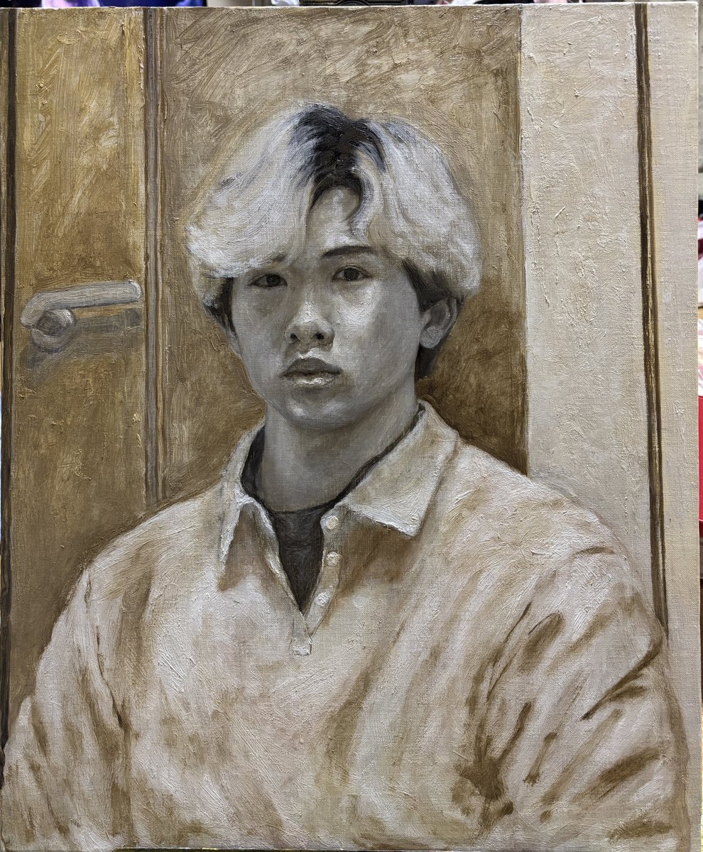 途中経過 自画像 #自画像 #絵 #絵画 #油絵 #油彩