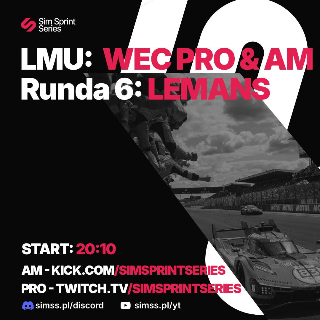 simsprintseries's tweet photo. Runda 6 sezonu WEC LMU to najdłuższy wyścig sezonu pod względem długości toru jak i trwania wyścigu.
90 minut Lemans + podwójne zuzycie paliwa i opon!
PRO - https://t.co/fgbBbbt58L
AM - https://t.co/fq4gUiPwO3
#LMU #WEC #GT3 #HYPERCAR #MULTICLASS #LEMANS https://t.co/EKeHMqEtpG