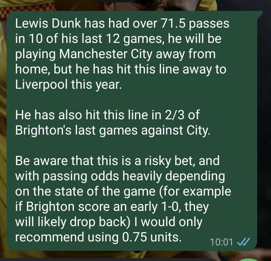 BetsConStats's tweet image. Premier League 7/1/2026

Value opportunity Lewis Dunk's passing lines? 
&amp;gt;71,5  (5,50)

- Hit the line in 10/12 (83%) last PL games and in 18/30 (60) last PL games.

Third photo for full explanation!

I think there is great value but it's still risky!

All stats by @StatsHubCom!