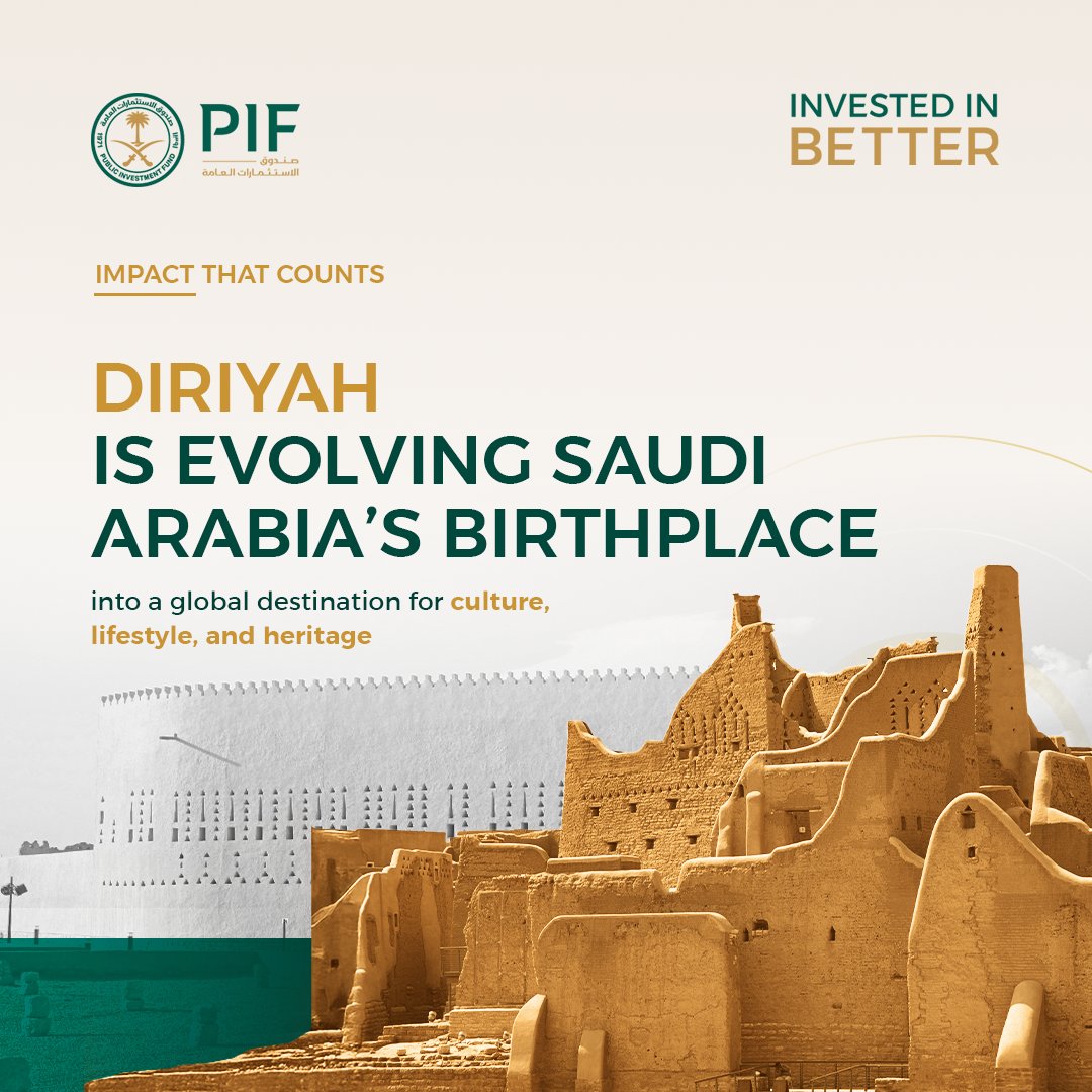 .<a href="/DiriyahCo/">Diriyah Company l شركة الدرعية</a> is transforming the historic birthplace of Saudi Arabia into a global cultural and lifestyle destination. Through hospitality, residential, retail, and cultural experiences, it's preserving the country’s heritage while supporting Saudi Vision 2030’s ambitions.