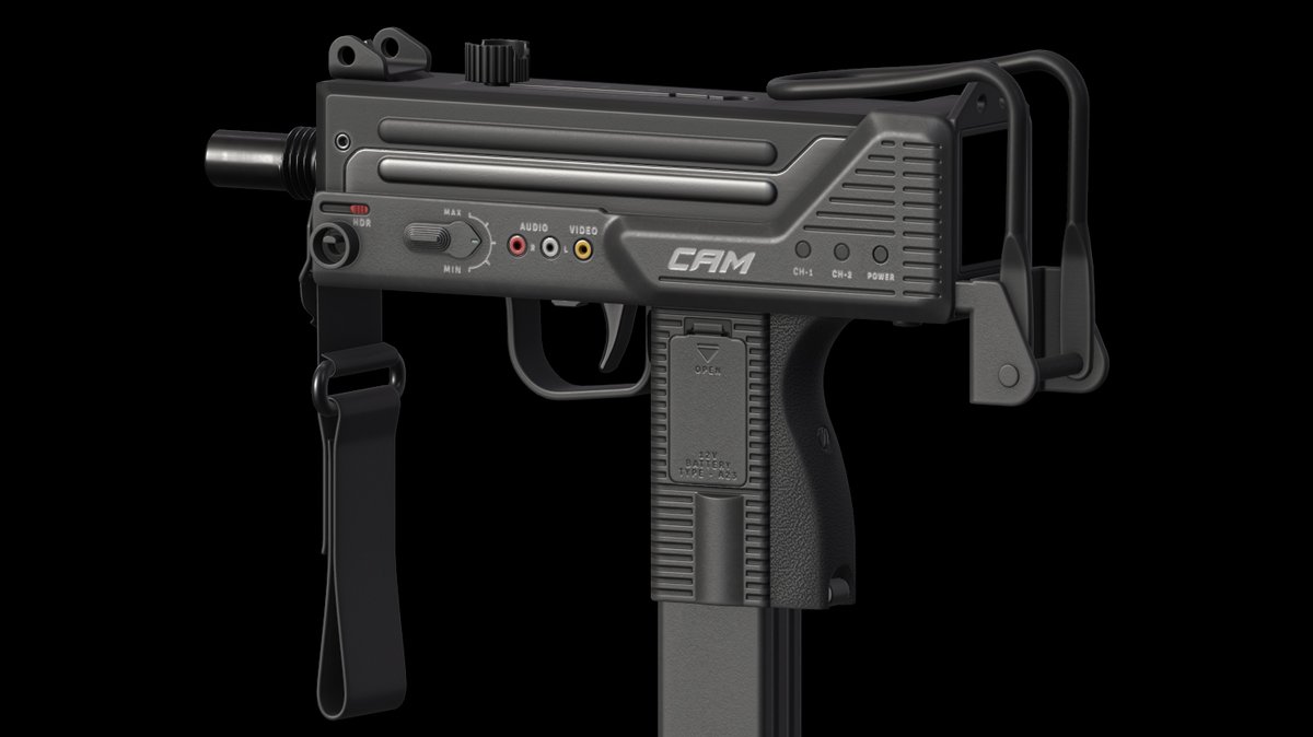 WIP

After <a href="/CounterStrike/">CS2</a>  announced the Spy/Tech theme, I immediately remembered the old MAC-10 VideoCam skin, and now we have enough hands to make a remake of it! 
Here's a small screenshot from the development stage, happy new year to everyone once again!