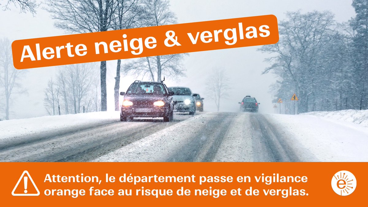 CDEssonne's tweet image. 🟠❄️ Maintien de l'alerte orange en Essonne jusqu'à minuit. Soyez prudents et reportez vos déplacements si possible.

⛔ RN 118 fermée dans les deux sens. Circulation interdite pour les PL 🚛

🤝 Certaines structures départementales sont impactées. Merci de reporter vos visites.