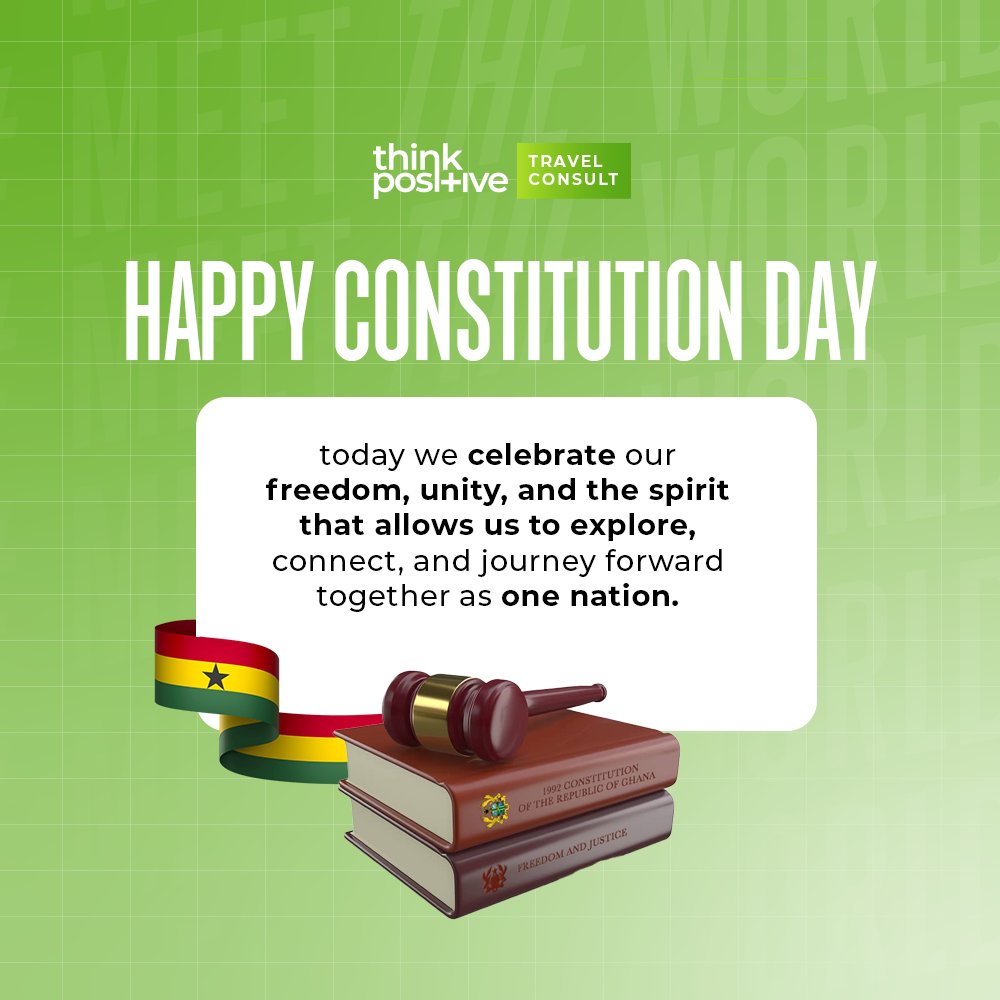 Thinkp_travel's tweet photo. Freedom to explore. Unity to connect. Spirit to journey forward. 🧡💚🖤

Wishing you a meaningful Constitution Day from Think Positive Travel Consult!
.
West Africa
Amaarae
President Mahama
IShowSpeed https://t.co/KaQw2OyfNp