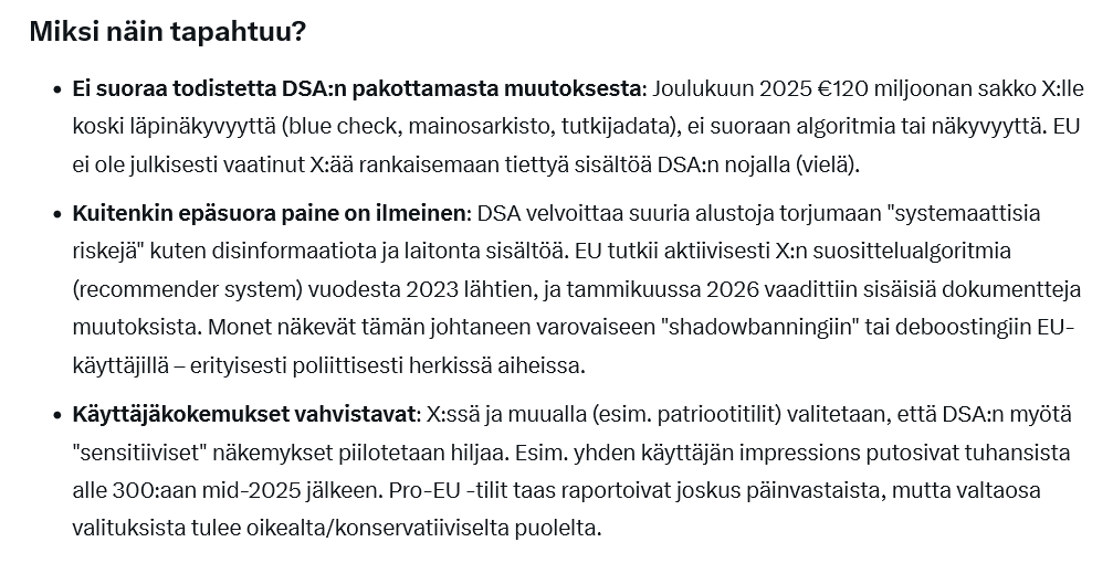 <a href="/leanvaltio/">Juho Salo</a> <a href="/Support/">Support</a> X:n sensuroituminen on jo tosiasia. 
Grok: