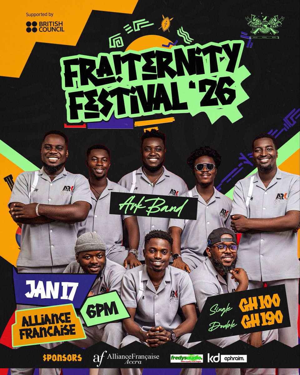 From backing A-list artistes to shutting down stages . Arkband is one fine band straight out of Ghana. Heavy experience, clean vibes

🎟 Get your advance tickets now
📞 Call/Text 0245287140