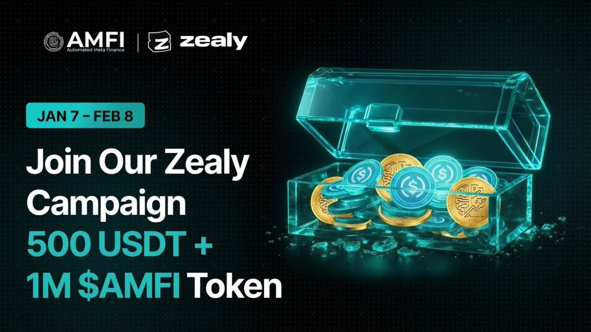 ⚡️ AMFI Zealy Event
🏆 Top 50 Users Will Win

 Get Started Now: zealy.io/cw/automatedme…

 Total Rewards: $500 USDT + 1M $AMFI
* Top 1 = $50 USDT + 100,000 $AMFI
* Top 2 – 5 = $20 USDT + 55,000 $AMFI 
* Top 6 – 10 = $10 USDT + 31,000 $AMFI 
* Top 11 – 20 = $5 USDT + 22,500 $AMFI