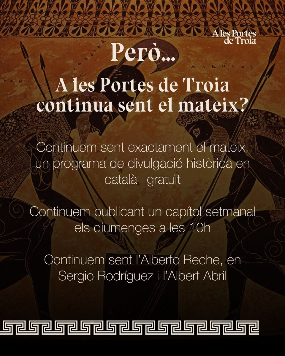 📣 Després de molts anys explicant història, ara pots donar suport A Les Portes de Troia fent-te mecenes.

Tindrem més recursos, explorem nous formats, ens fas feliços i tu t’emportes recompenses exclusives.

Informa-te'n 👉  portesdetroia.cat/donans-suport/
