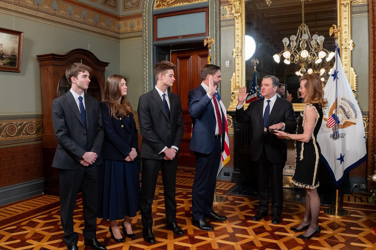 Ambassador Buchan is proud to be sworn in by his good friend Vice President of the United States J.D. Vance.  The Ambassador looks forward to advancing our excellent 250-year relationship with Morocco.